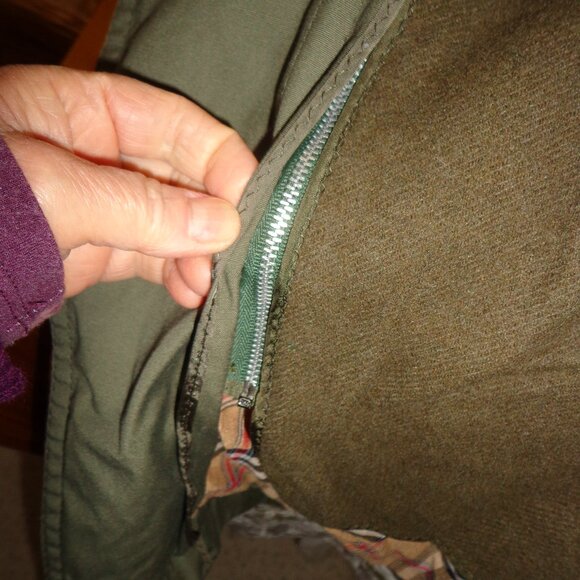 Double-Breasted Topcoat Made in Poland R40 Army Green Removable Zip Wool Lining - Picture 15 of 16